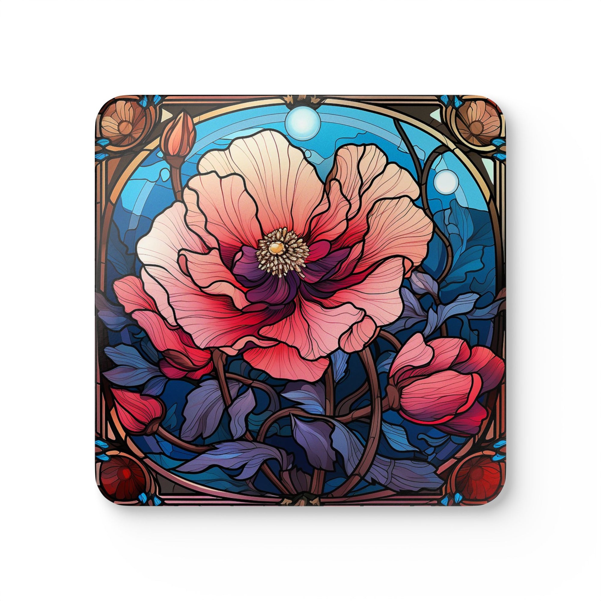 Stunning Floral Corkwood Coaster Set