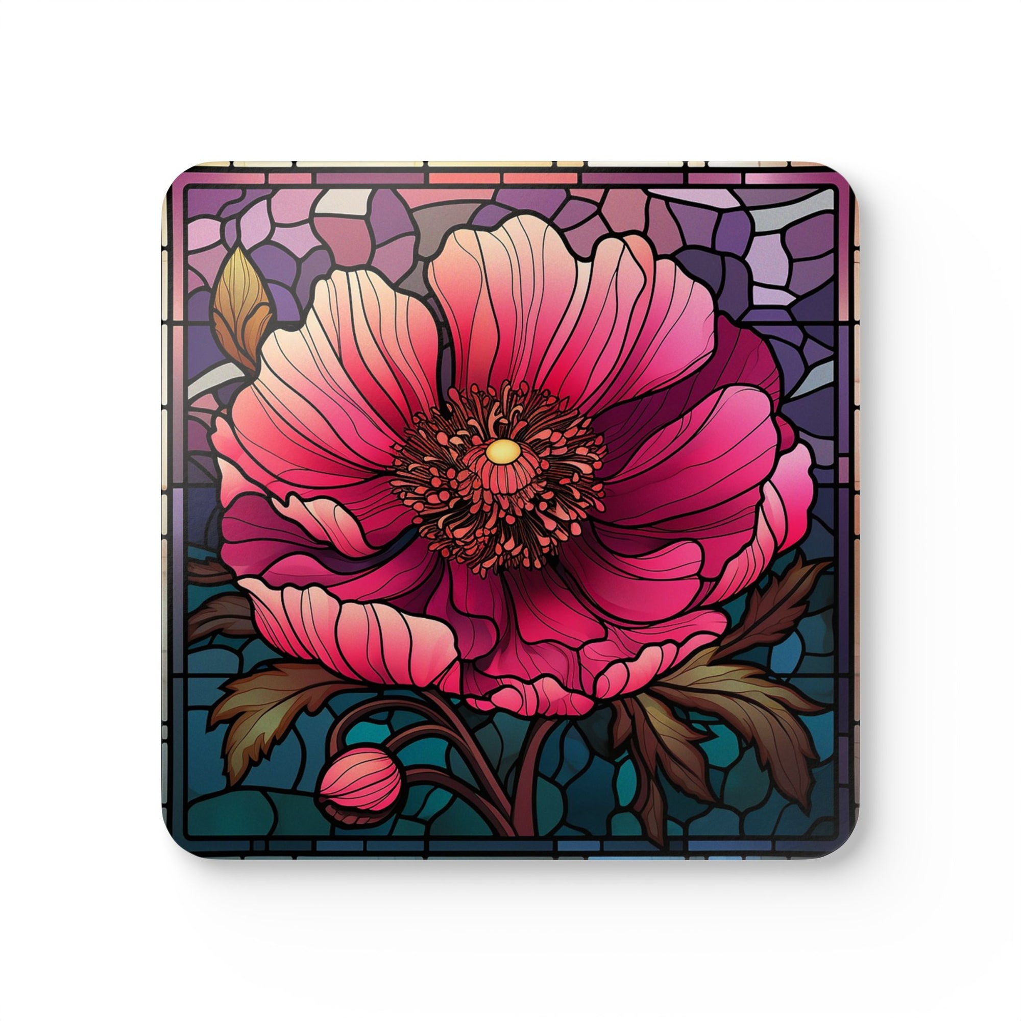 Vibrant Floral Corkwood Coaster Set
